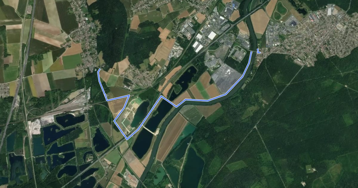 Маршрут Véloroute Rivecourt ↔ Le Meux на спутниковом снимке