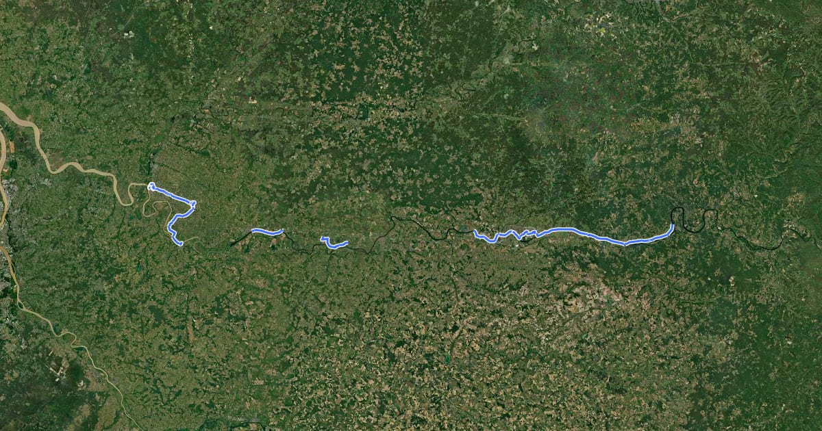 Маршрут Véloroute V91 Cubzac-les-Ponts - Lacave на спутниковом снимке