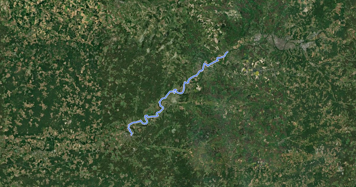 Маршрут Véloroute Voie Verte de la Vallée de l'Isle на спутниковом снимке