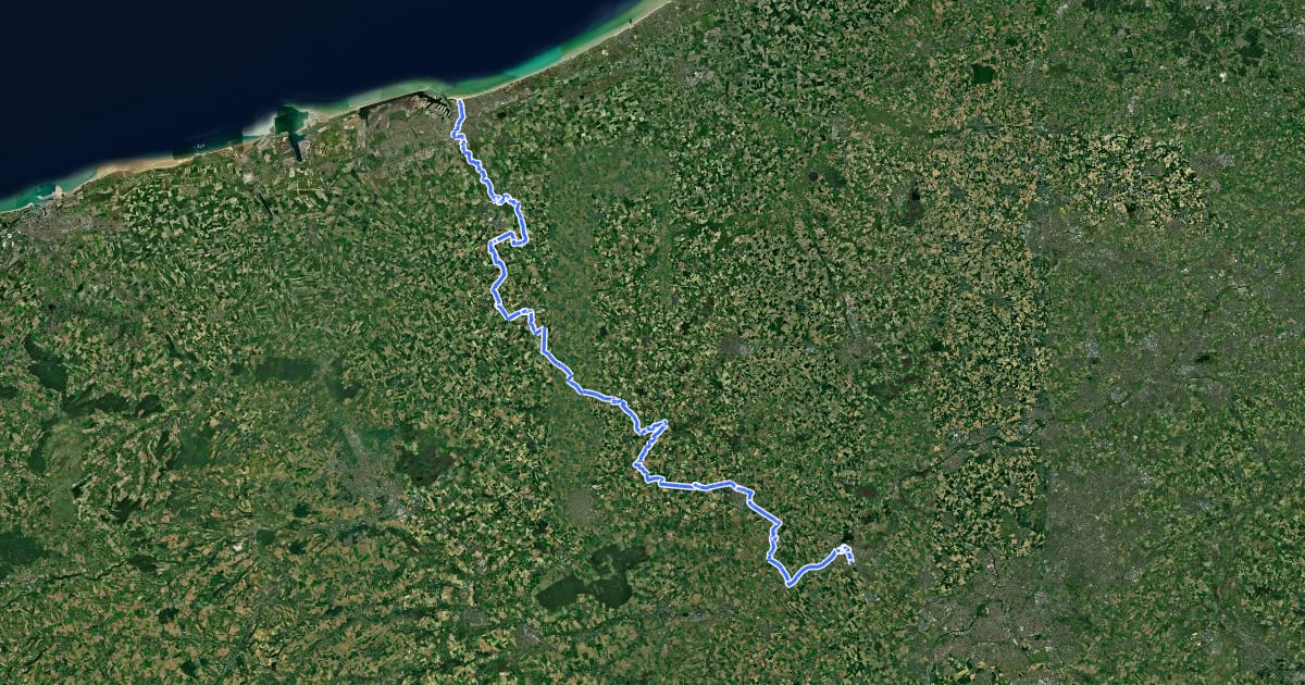 Маршрут Véloroutes des Flandres на спутниковом снимке
