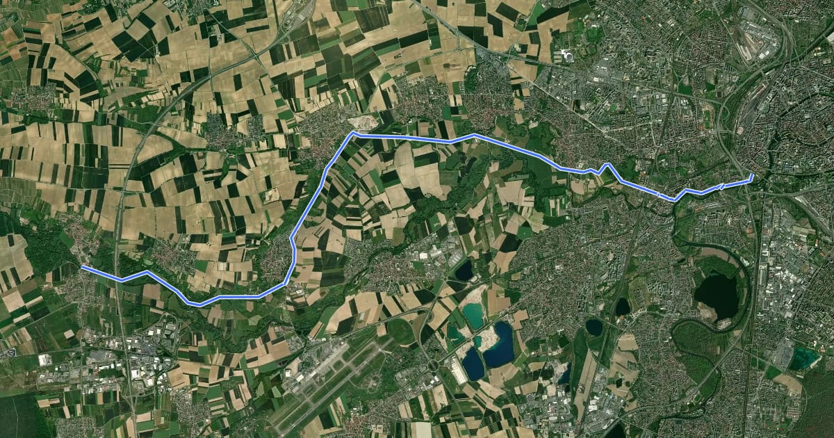 Маршрут Vélostras Itinéraire I на спутниковом снимке