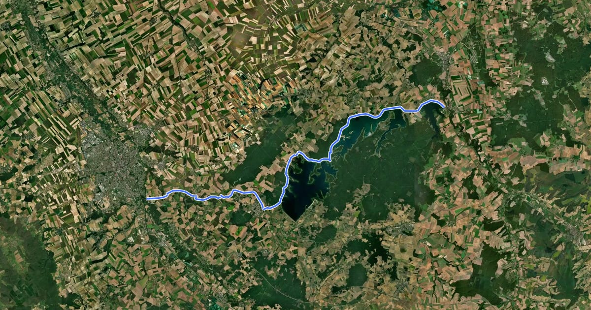 Маршрут Vélovoie des Lacs на спутниковом снимке