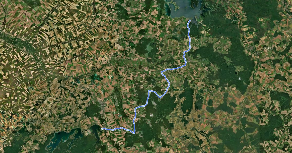 Маршрут Vélovoie des lacs de Champagne на спутниковом снимке
