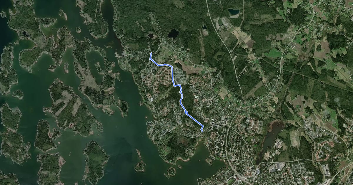 Маршрут Västervik–Gerby на спутниковом снимке