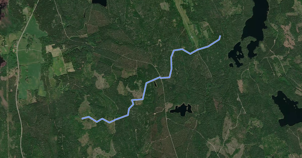 Маршрут Västra Vätterleden: Etapp 1, Stenkällegården - Forsvik (shortcut south) на спутниковом снимке