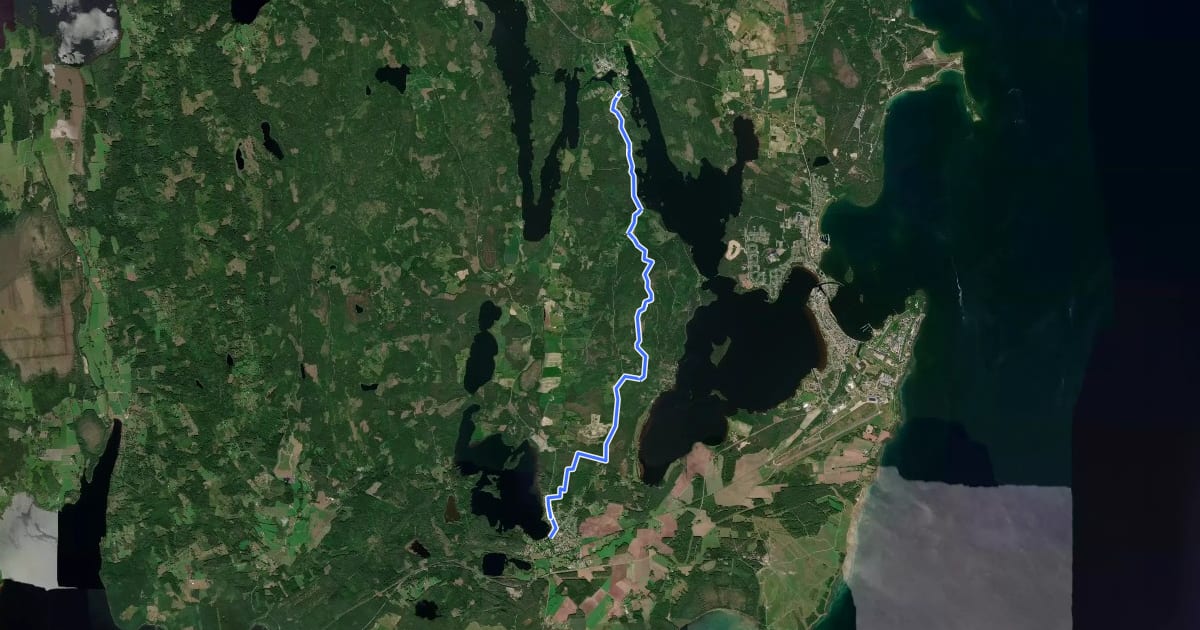Маршрут Västra Vätterleden: Etapp 2, Forsvik-Mölltorp на спутниковом снимке