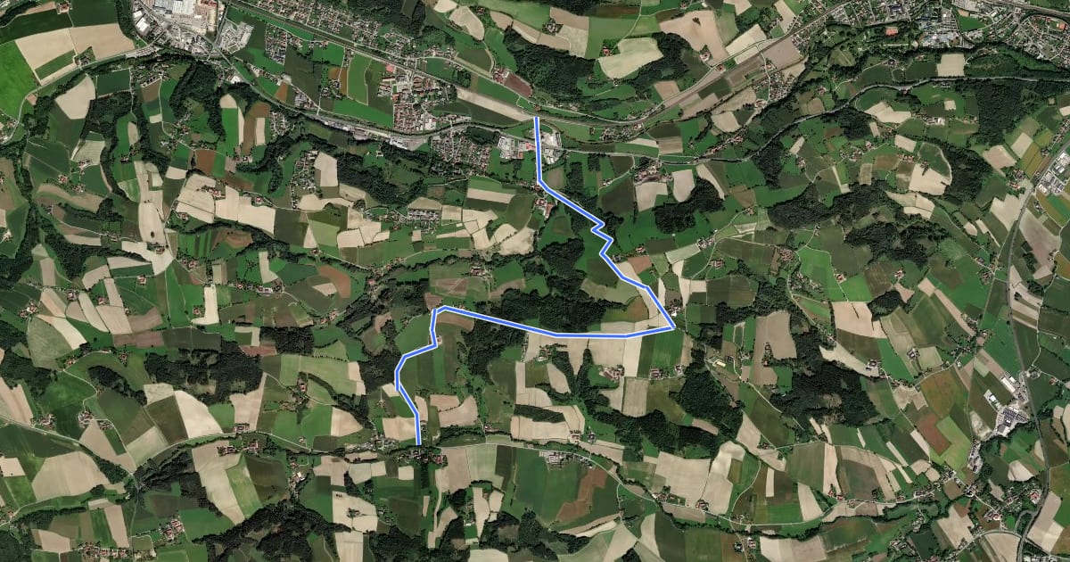 Маршрут V7, Innbachtal-Radweg на спутниковом снимке