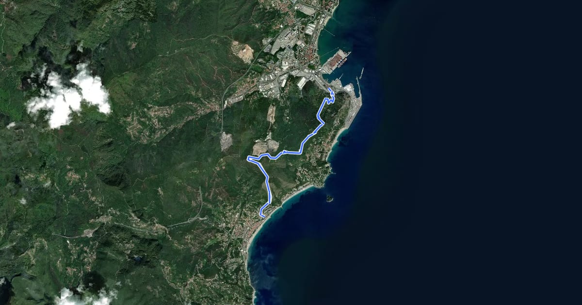 Маршрут Vado Ligure - Monte Mao - Spotorno на спутниковом снимке