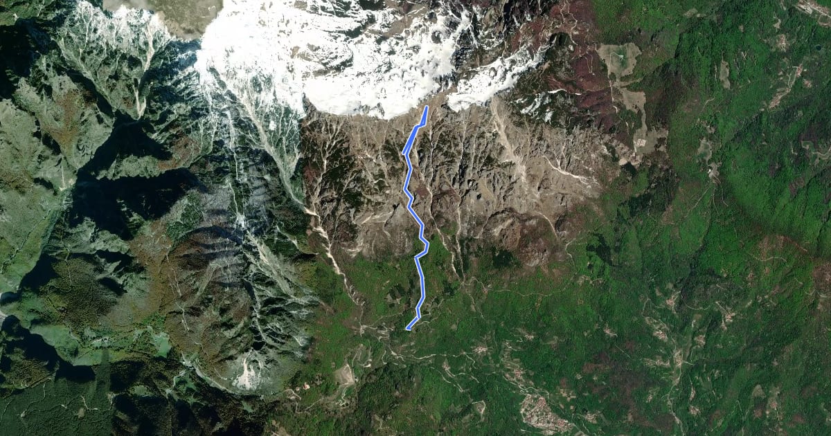Маршрут Val Fontana d'Oro на спутниковом снимке