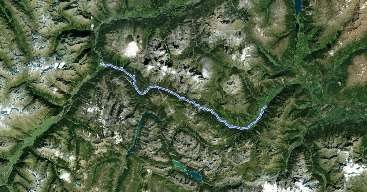 Маршрут Val Müstair на спутниковом снимке