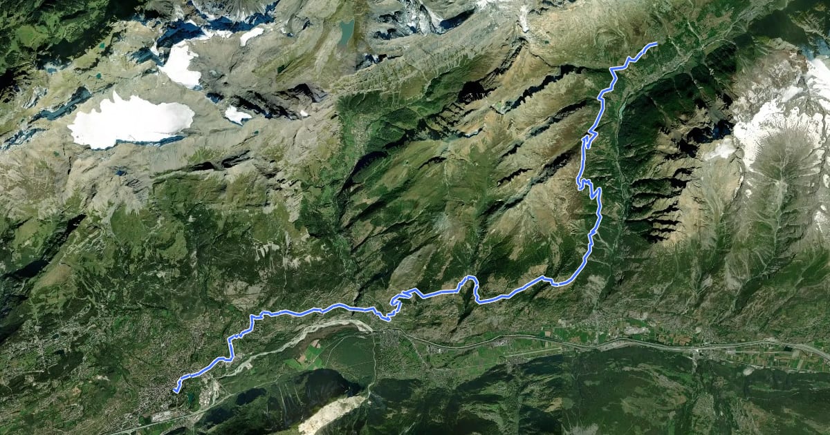 Маршрут Valais Alpie Bike Etappe 6 Lauchernalp->Sierre на спутниковом снимке
