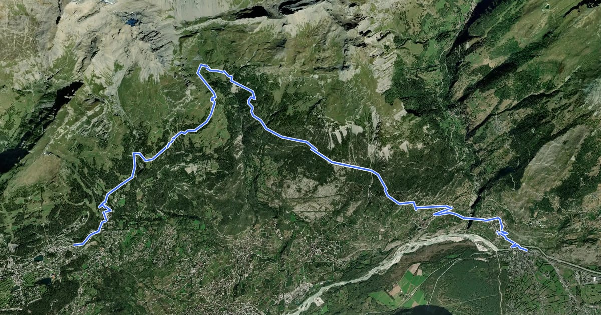 Маршрут Valais Alpine Bike - Stage 1 на спутниковом снимке