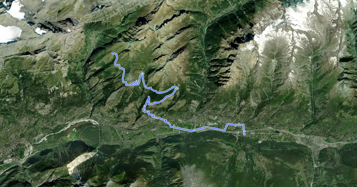 Маршрут Valais Alpine Bike - Stage 2 на спутниковом снимке