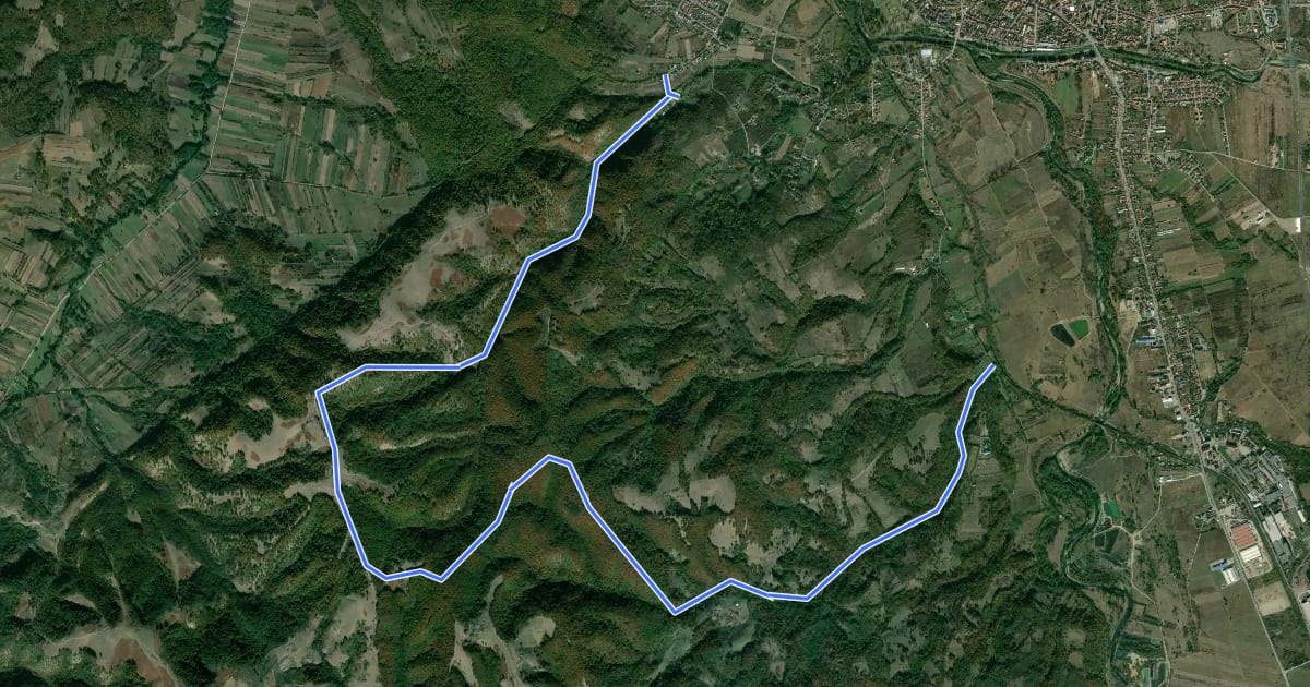 Маршрут Valea Cenchii - Vârful Corcana - Crucea Albastră (red dot) на спутниковом снимке