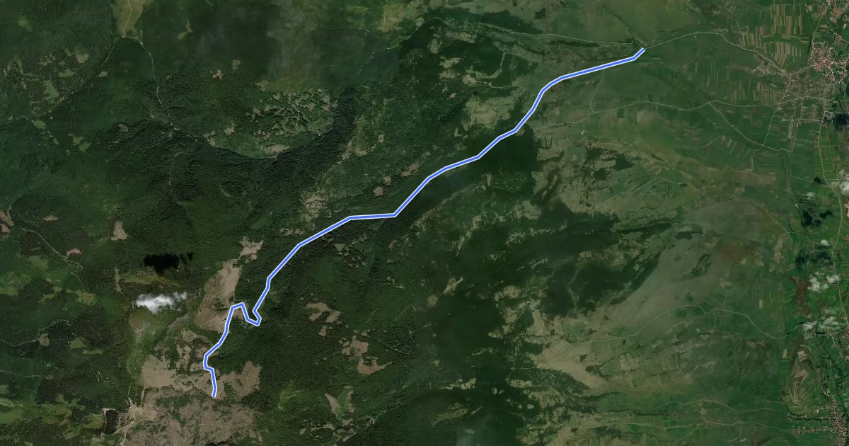 Маршрут Valea Mădărașul Mic - Valea Săritor - intersecție traseul BA (creasta principală) на спутниковом снимке
