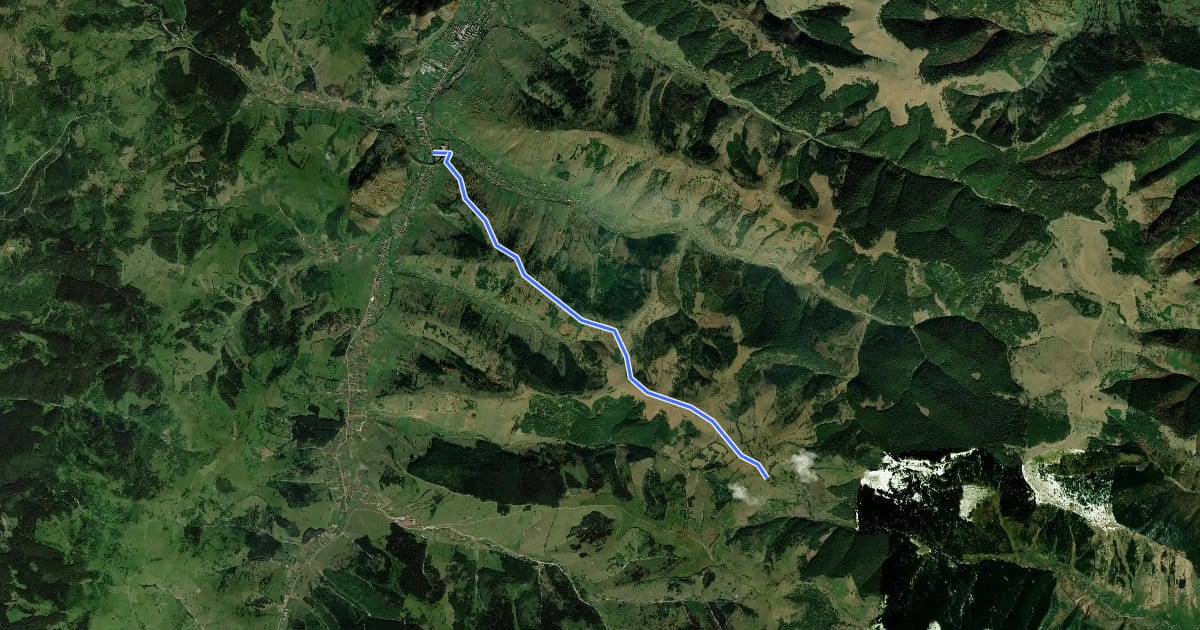 Маршрут Valea Ugra - Mt-le Drept на спутниковом снимке