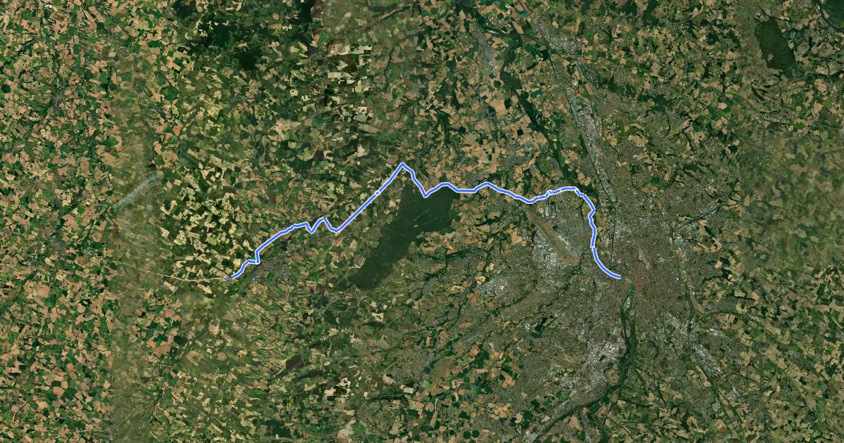 Маршрут Vallée de la Baïse на спутниковом снимке
