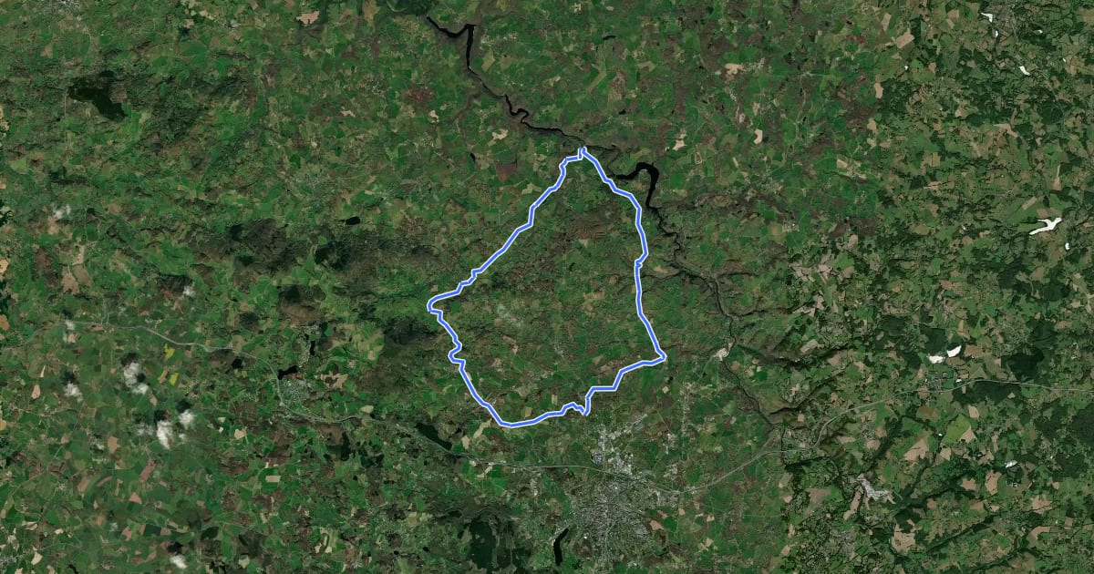 Маршрут Vallée de la Creuse на спутниковом снимке