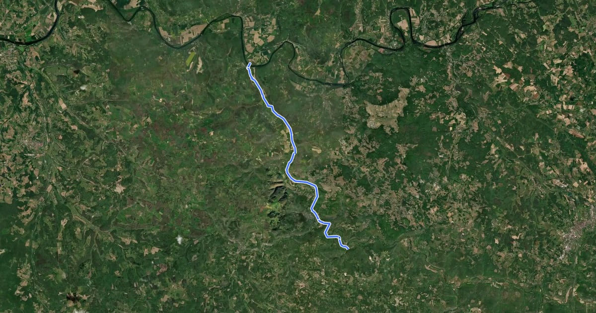 Маршрут Vallée du Céou на спутниковом снимке
