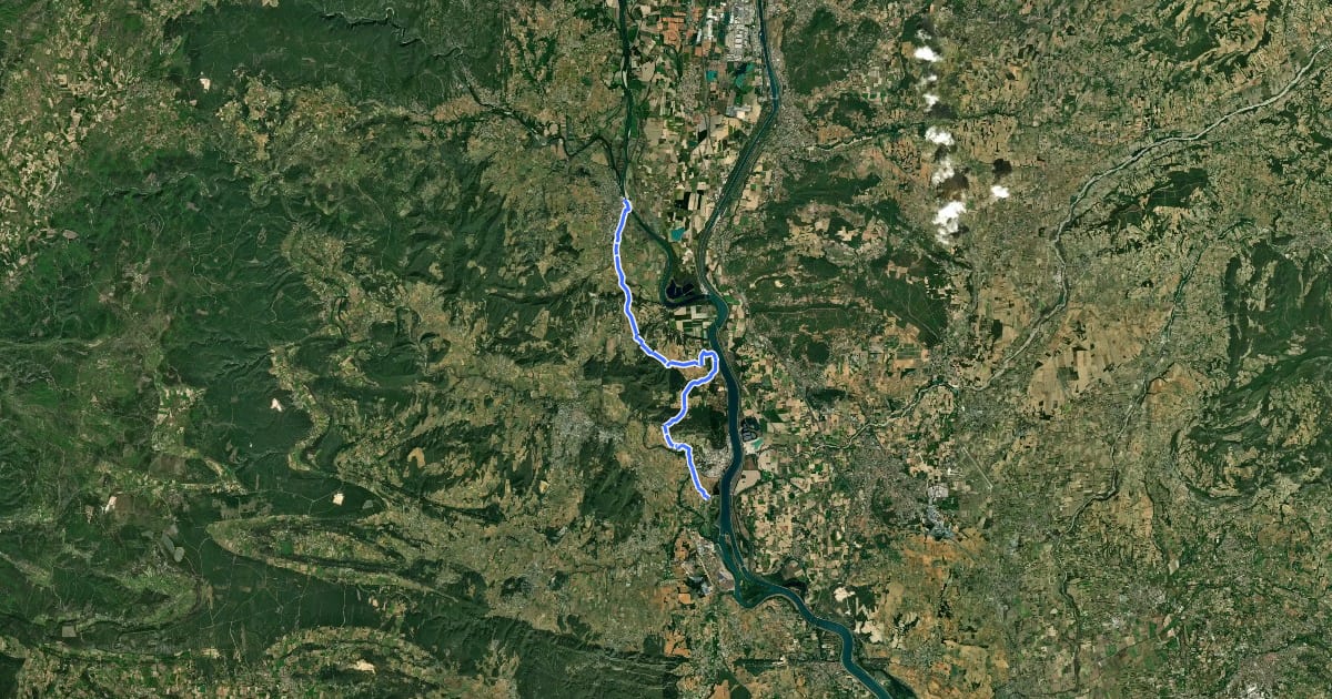 Маршрут Vallée du Rhône на спутниковом снимке