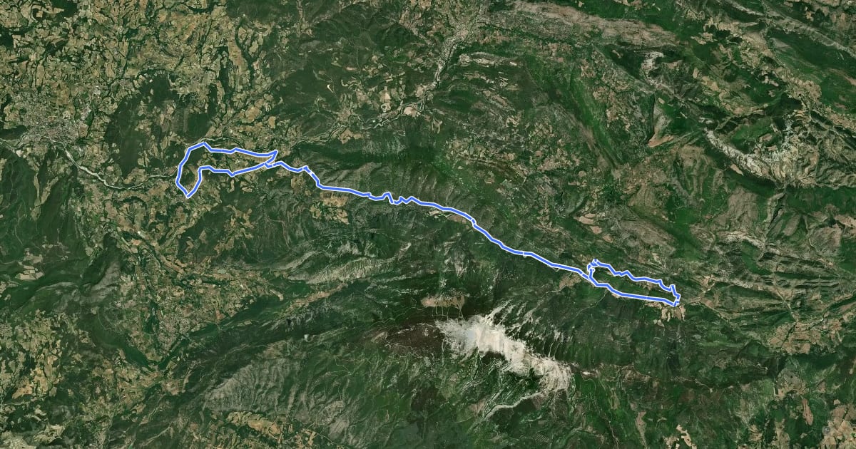Маршрут Vallée du Toulourenc на спутниковом снимке