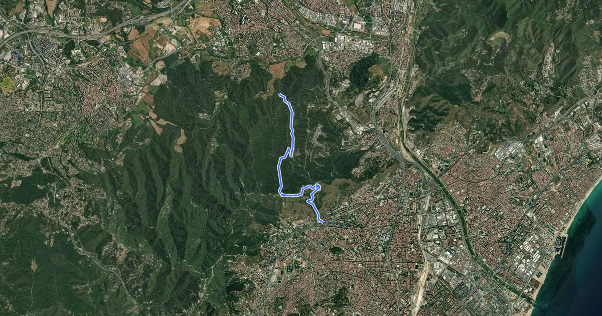 Маршрут Vallès Natural. Variant Can Canaletes - Barcelona на спутниковом снимке