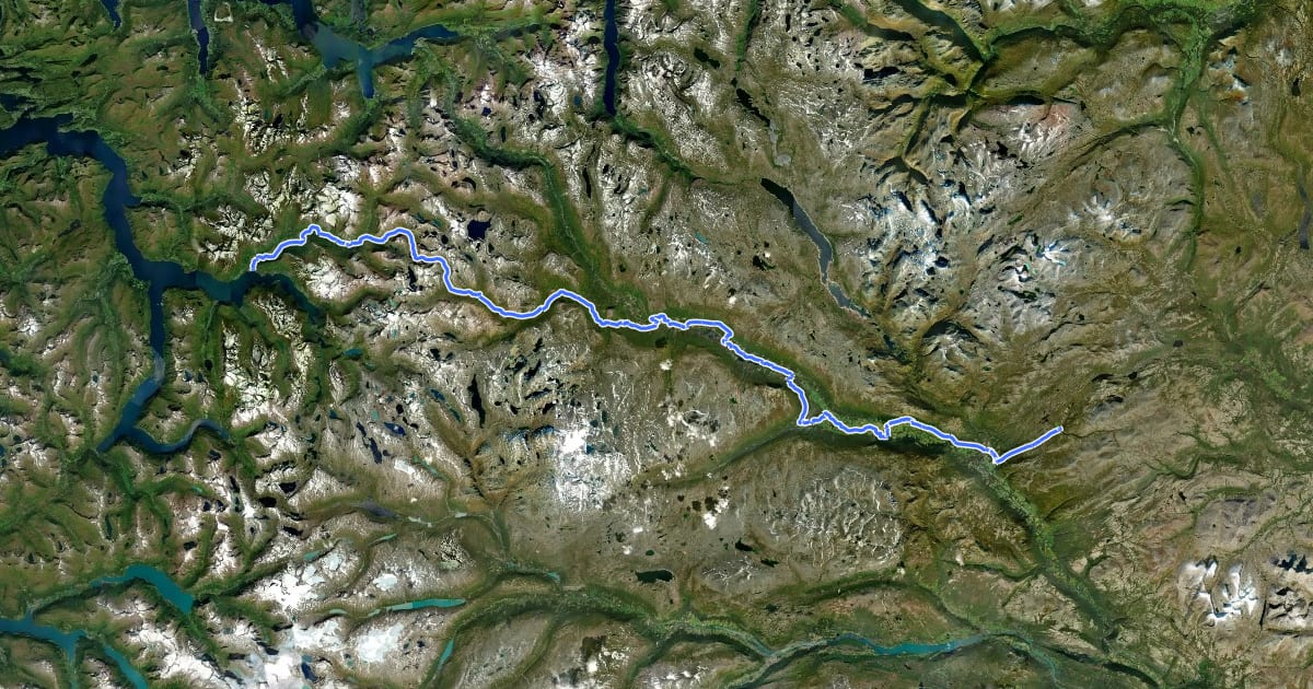 Маршрут Valldalsleden на спутниковом снимке