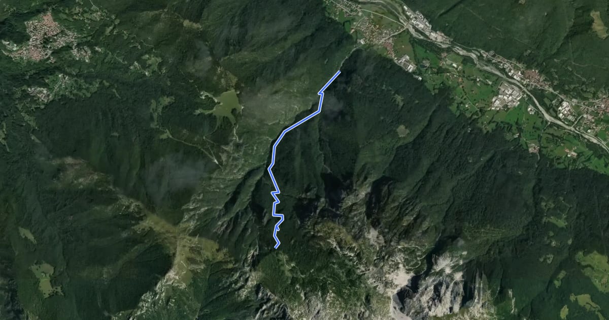 Маршрут Valle dei Mulini на спутниковом снимке