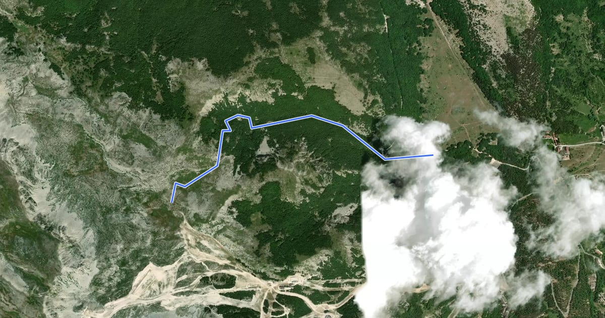 Маршрут Valle della Calcara на спутниковом снимке