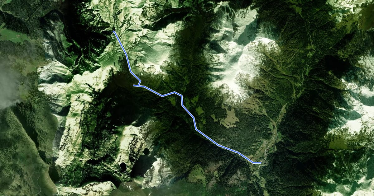 Маршрут Valle Dorizzo - Passo Croce Domini на спутниковом снимке