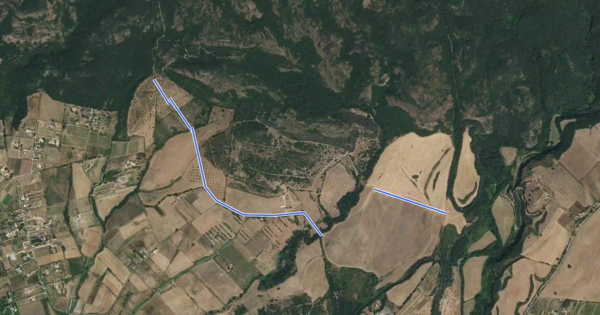 Маршрут Valle Vittoria - Cerveteri на спутниковом снимке