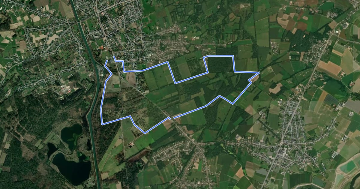 Маршрут Vallei van de Bosbeek blauw на спутниковом снимке