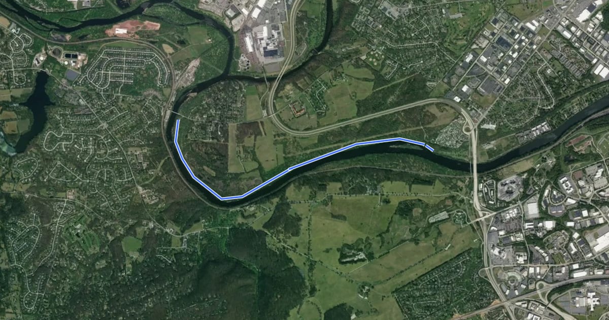 Маршрут Valley Forge Fatlands Trail на спутниковом снимке