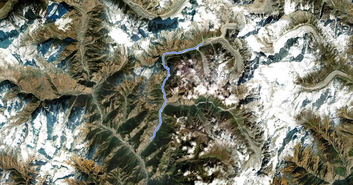 Маршрут Valley of Flowers на спутниковом снимке