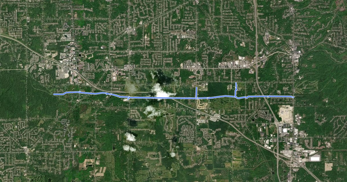 Маршрут Valley Parkway Connector на спутниковом снимке