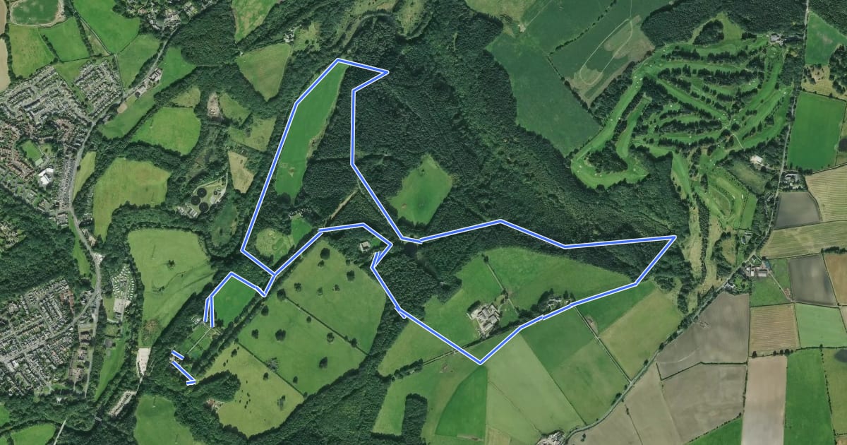 Маршрут Valley Views Trail, Gibside на спутниковом снимке