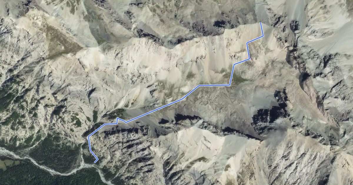 Маршрут Vallon Claus - Col de la Colette Verte на спутниковом снимке