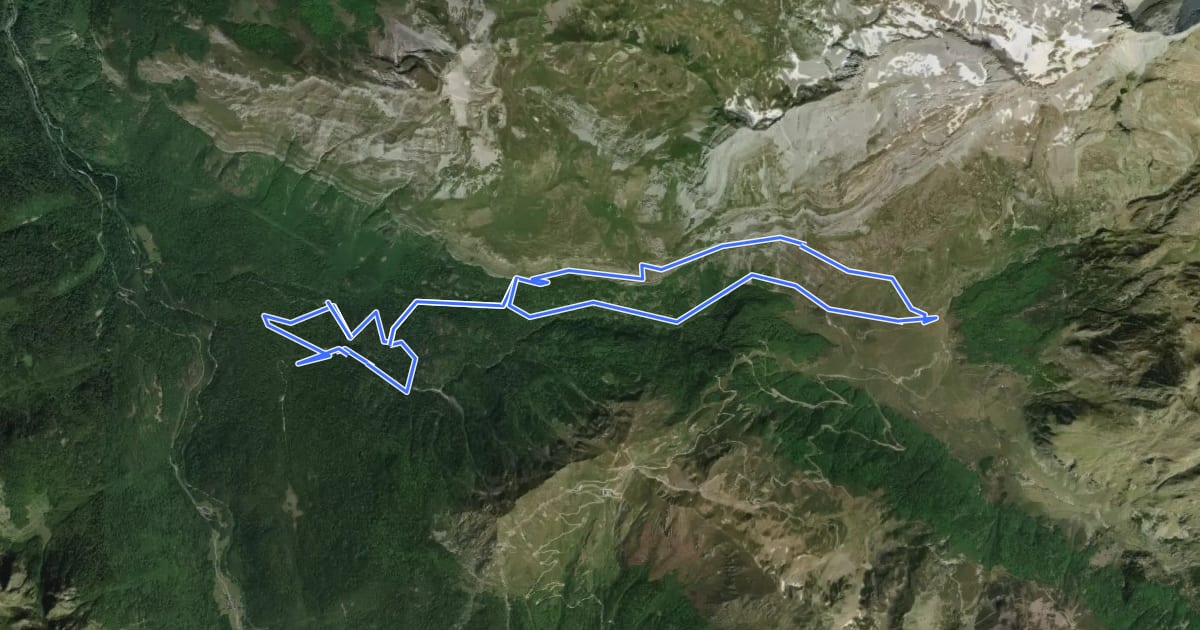 Маршрут Vallon du Soussouéou на спутниковом снимке