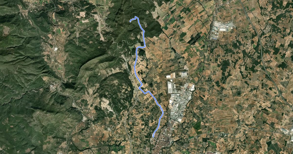 Маршрут Valls - Serra de Miramar на спутниковом снимке