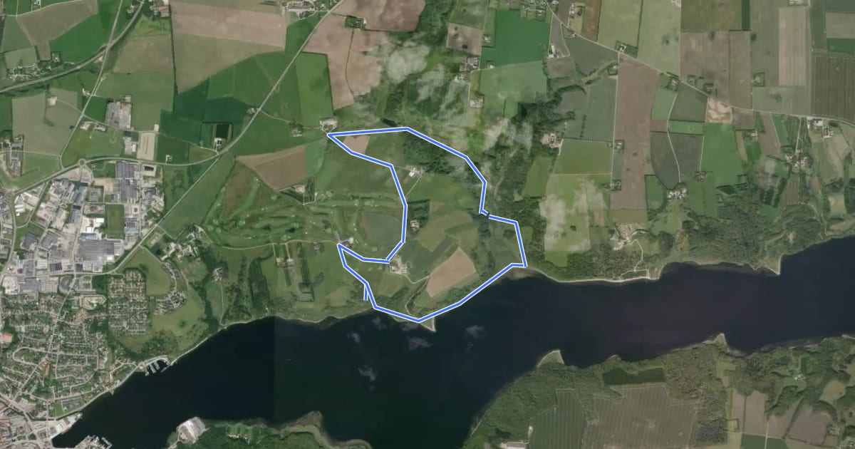Маршрут Valsgaard Blå rute на спутниковом снимке