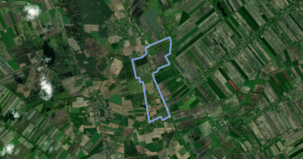 Маршрут Valther Ommetje noordoost (Noorderveld- Zoersche Veen- Kwabsche Kuilen) на спутниковом снимке