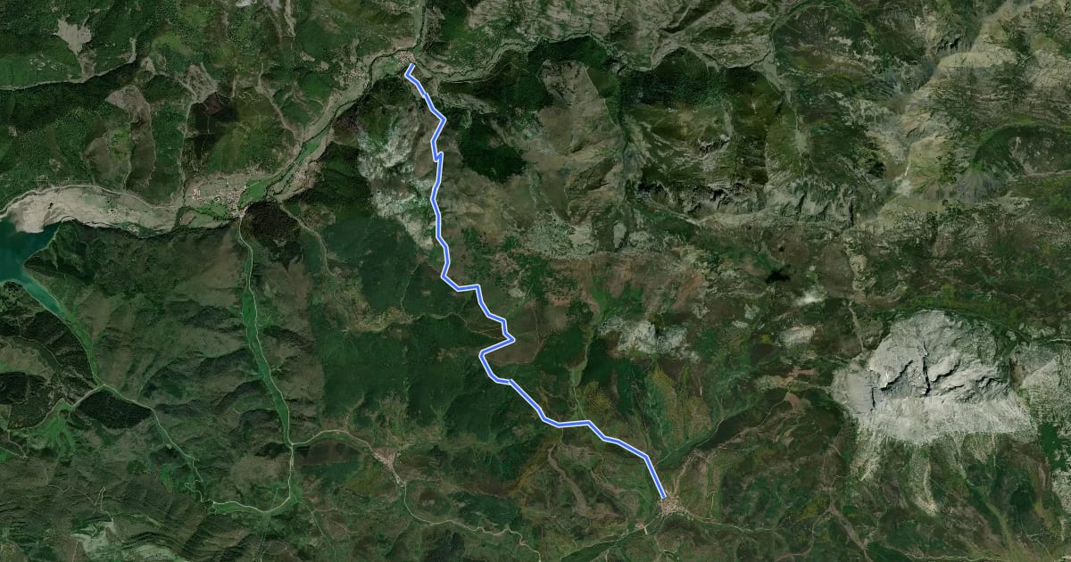 Маршрут Valverde de la Sierra - Barniedo de la Reina на спутниковом снимке