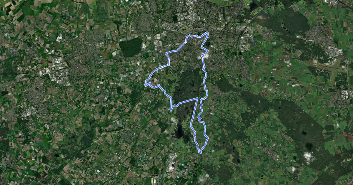 Маршрут Van Gogh fietsroute Breda на спутниковом снимке