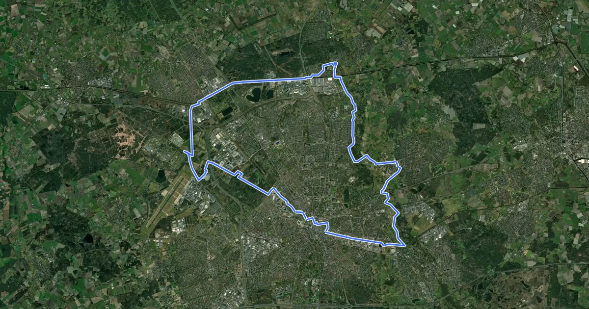 Маршрут Van Gogh fietsroute Eindhoven на спутниковом снимке