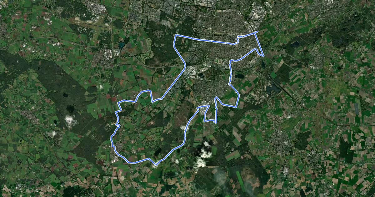 Маршрут Van Gogh fietsroute Tilburg на спутниковом снимке