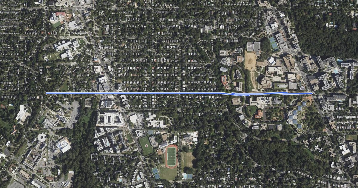 Маршрут Van Ness Street Northwest на спутниковом снимке