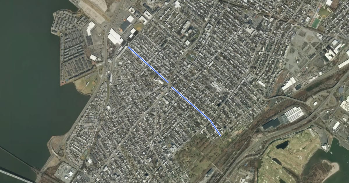 Маршрут Van Nostrand Avenue на спутниковом снимке