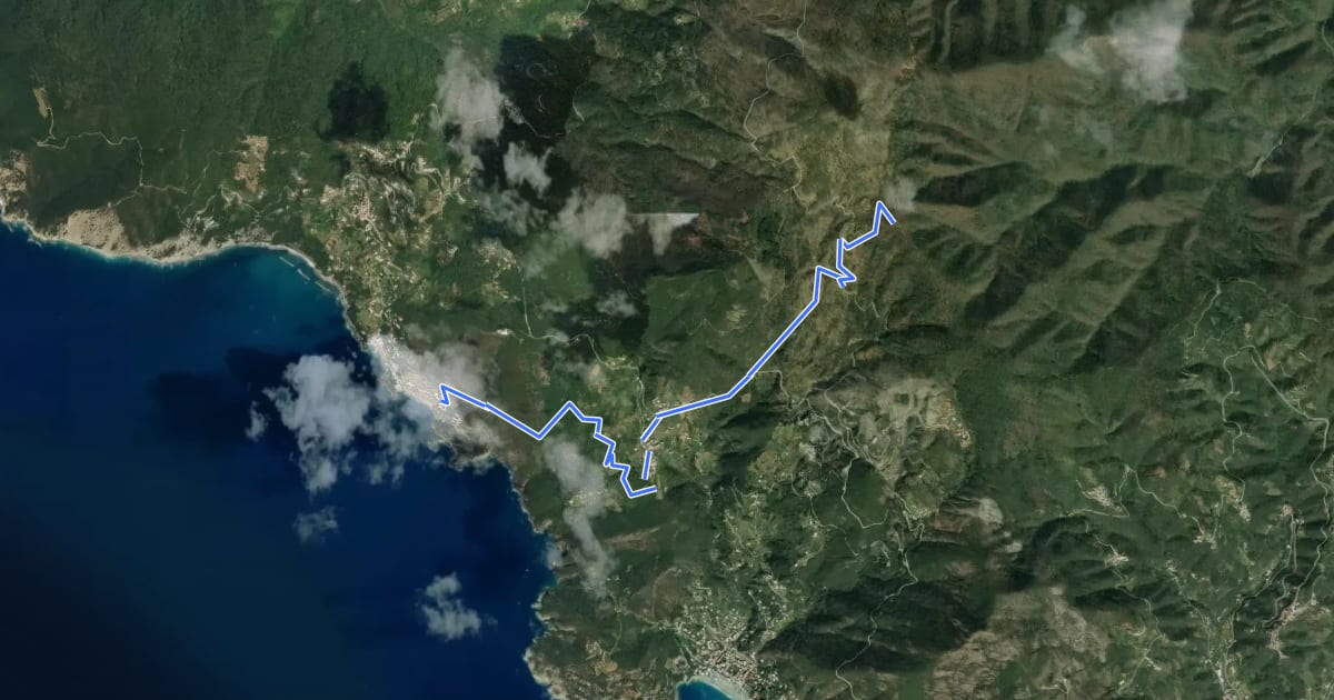 Маршрут Vandarecca - Montaretto - Reggimonti – Bivio AV5T на спутниковом снимке