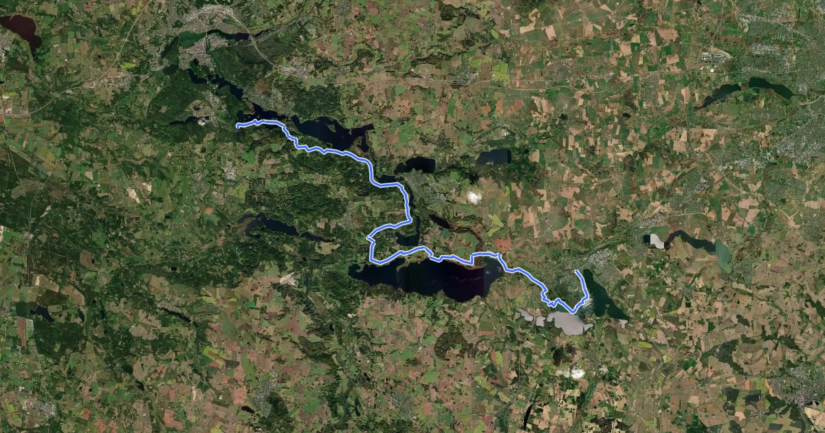 Маршрут Vandreruten Aarhus-Silkeborg на спутниковом снимке