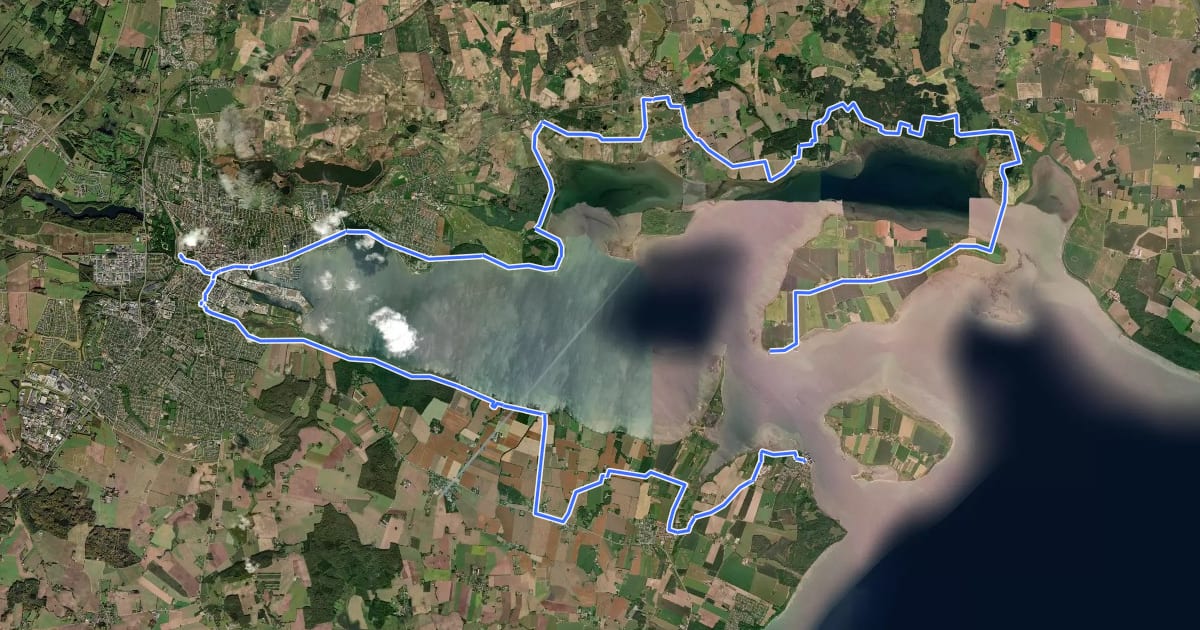 Маршрут Vandreruten Horsens Fjord - Fjordminoen на спутниковом снимке